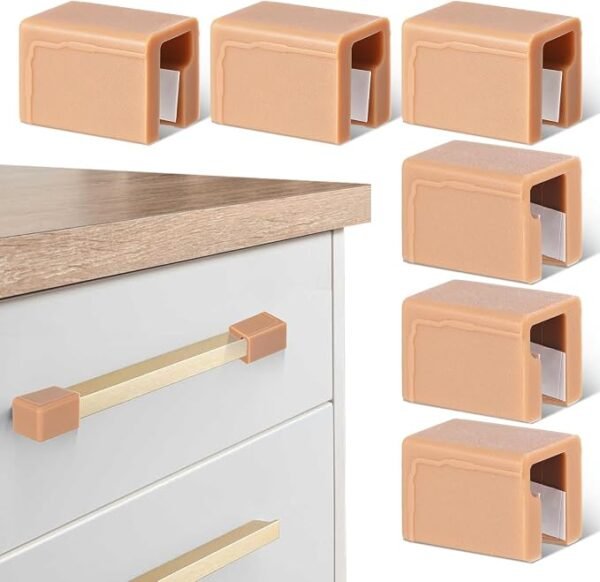 6pcs Silicone Corner Protectors for Furniture Pull Handles Guards with Strong Adhesive Shaped for Cabinets and Wardrobes Soft Elastic Bumpers to Prevent Injuries and Handle Damage